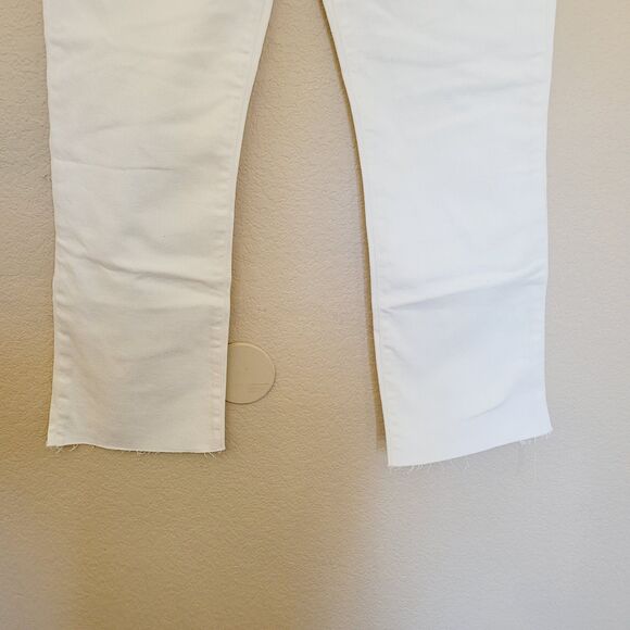 Marine Layer Crop Kick Flare Jeans Size 28 Ivory White Stretchy High Rise Pocket - Picture 9 of 11